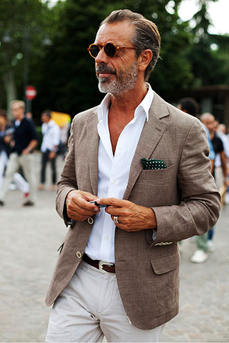 50代男性 ベージュジャケットの春コーディネート メンズ Italy Web