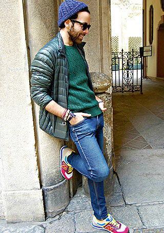 ニット帽 ケーブル編みセーターの着こなし 秋 メンズ Italy Web